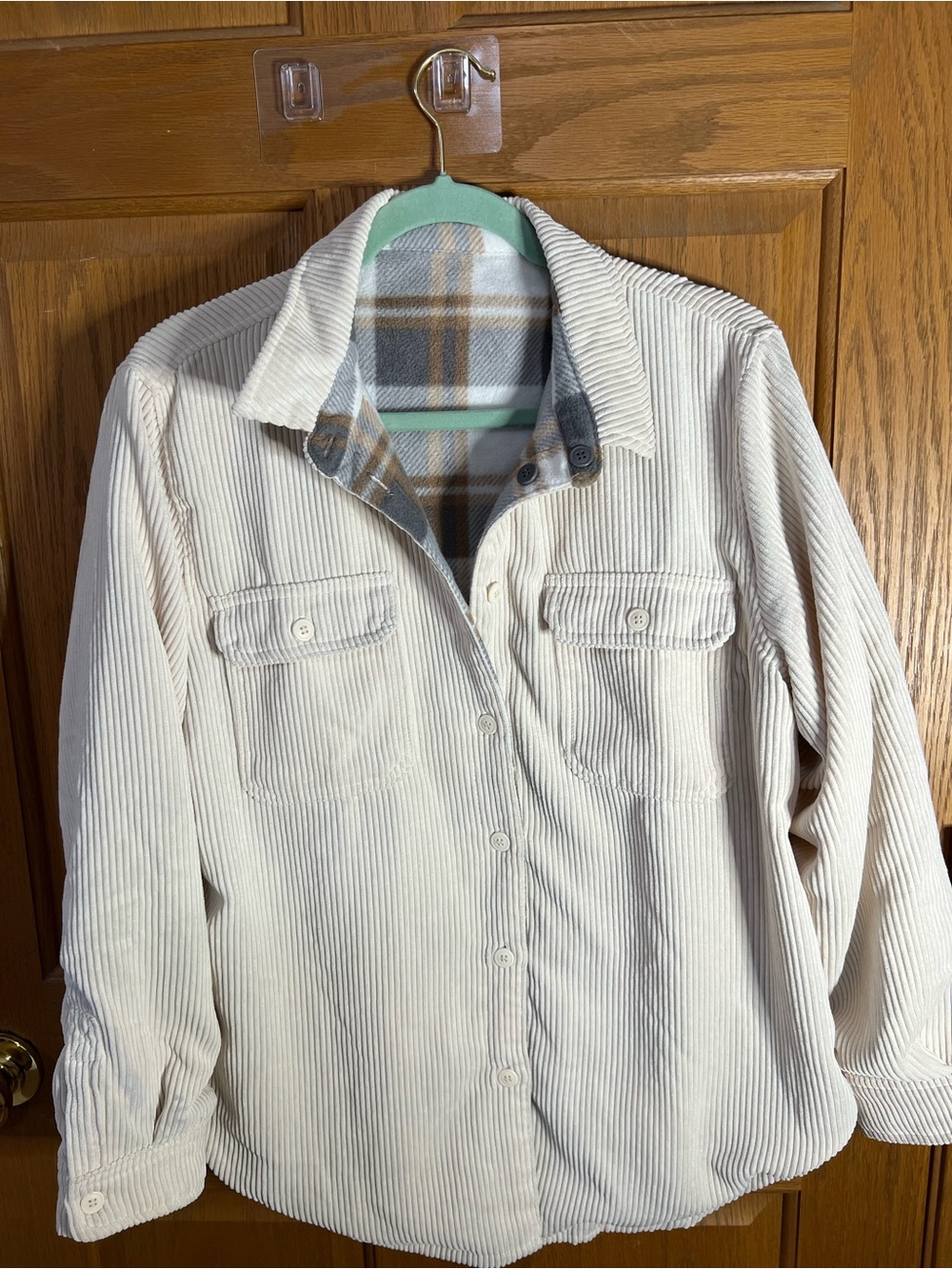 Cream Ribbed Reversible Fall Jacket